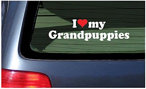 Szeretem A Grandpuppies ~ Fehér, Piros Szív Ablak Matrica Kutyák Kiskutya