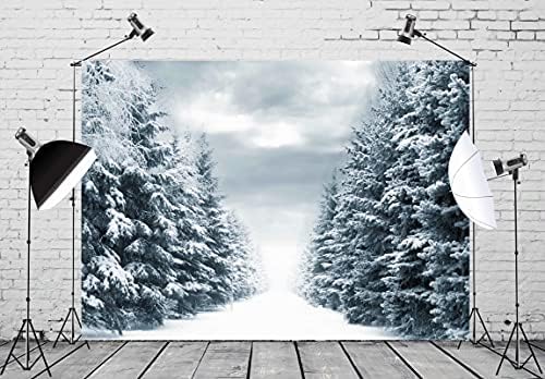 CORFOTO Szövet 9x6ft Téli Hátteret Téma Fényképezés Fehér Panoráma Fenyves Snowfield Kék Táj Háttér, Karácsonyi