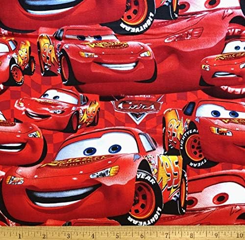 Csomag 2 - Disney Cars Villám McQueen a Piros Pamut Szövet - 18 x 22 Kövér Negyed (Csomag 2)