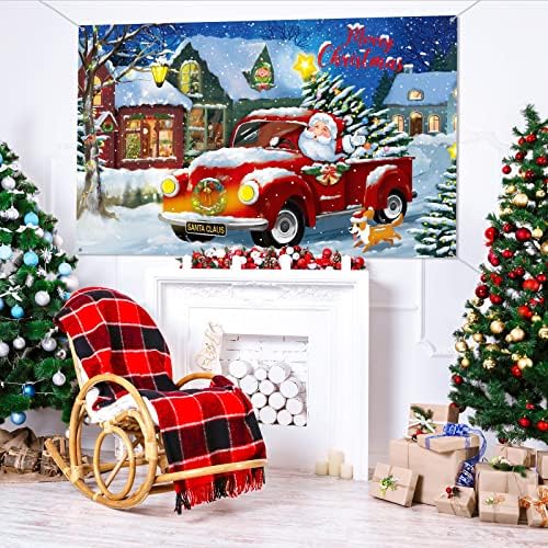 Karácsonyi Háttérben Piros Teherautó Fél Háttér Dekoráció Ünnepi Santa Hátteret, Kötéllel a Karácsonyi
