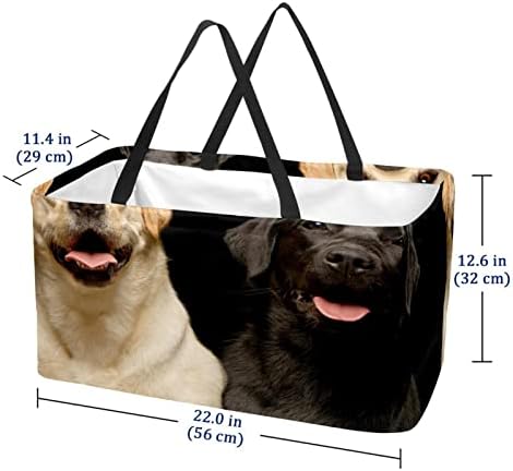 Újrafelhasználható Bevásárló Kosár-Fehér-Fekete Kutyák Hordozható Összecsukható Piknik Táskák Szennyes