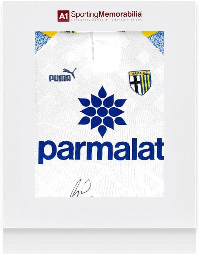 Hernan Crespo Aláírt Parma Ing: Haza, 1995-96 - Díszdobozban Autogramot Jersey - Dedikált Foci Mezek