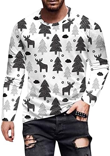 WOCACHI Karácsonyi Katona Long Sleeve T-shirt Férfi ruházat, Karácsonyi Rénszarvas Hópehely Nyomtatás