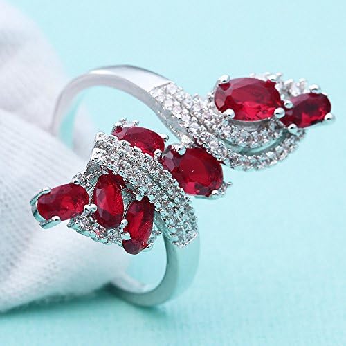T-Ékszerek (Piros) Divat A Nők Színes Drágakő Topáz Esküvői Eljegyzési Ajándék Gyűrű Méret 6-10 (9)