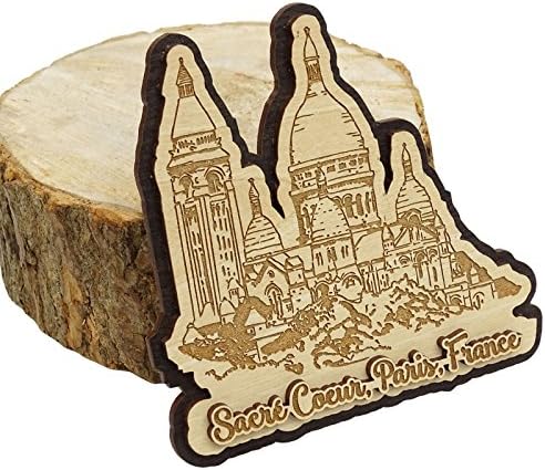 Printtoo Sacre Coeur-Párizs Gravírozott Fa Hűtőmágnes Souvenir Ajándék