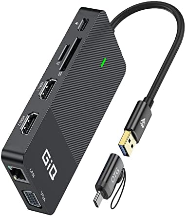 USB Dokkoló Állomás GIQ USB-C-hub, USB 3.0, hogy két HDMI-VGA Adapter Tripla Kijelző USB-C Laptop Dokkoló