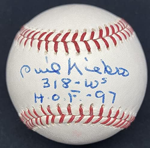 Phil Niekro HOF 97 318 Nyer Aláírt Baseball SZÖVETSÉG Holo Csak - Dedikált Baseball