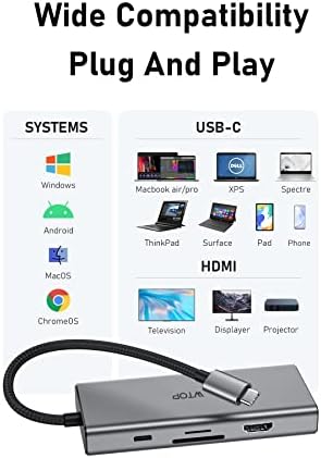 PULWTOP USB-C Dokkolóállomás Dual-HDMI Adaptert, 9 az 1-ben USB-C Hub két HDMI Monitor USB-C Adapterrel
