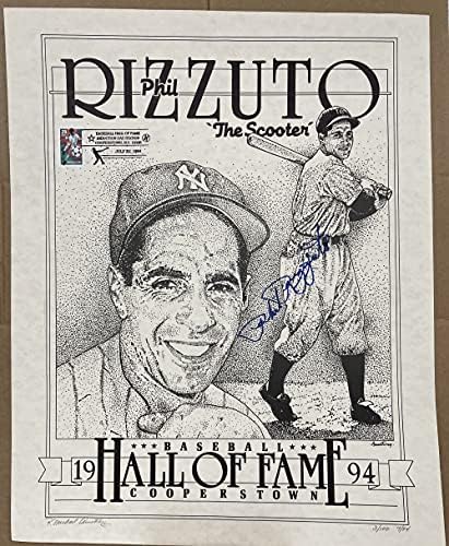 Phil Rizzuto Aláírt Dedikált 16x20 Nyomtatás New York Yankees 3/100 - COA Megfelelő Hologramok